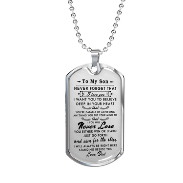 Customize Engraving - Son Dog Tag Necklace From Dad - Personalized Gifts for Son